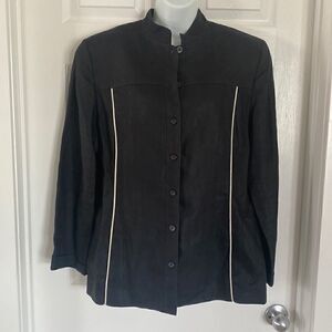 Ellen Tracy Company Women’s Black Linen Jacket Blazer Size 14